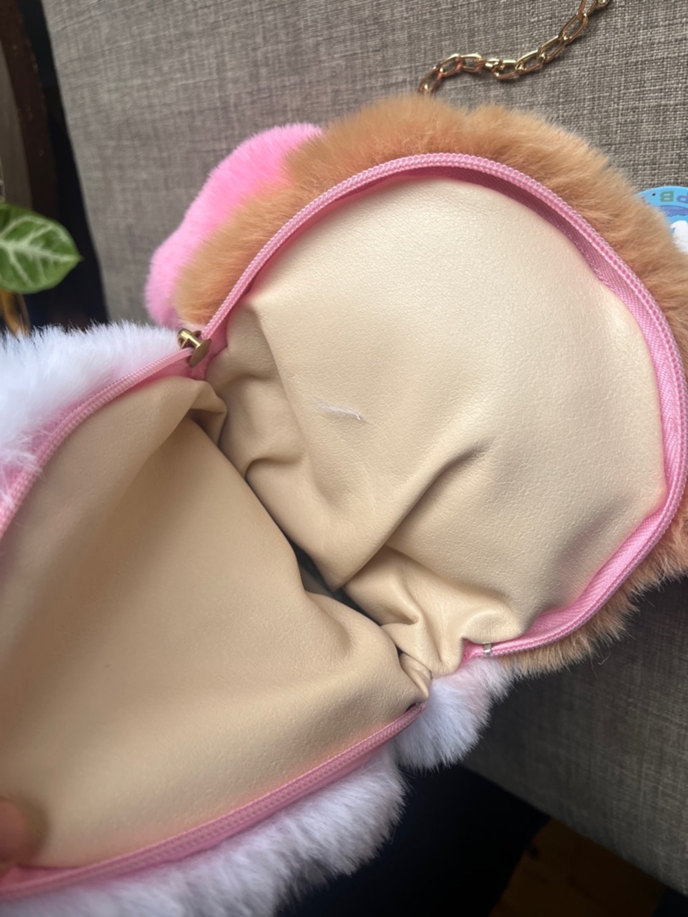 Fuzzy Multicolored Rabbit Plush Purse Kawaii Anime Cosplay Con NWT - Picture 7 of 8